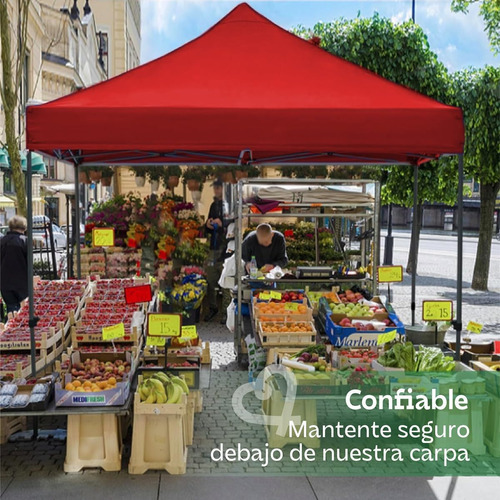 Carpa Toldo Cuory Cuorpi2 Reforzado 3x3 Metros Sin Pared Color Rojo Para Cubrirte Del Sol