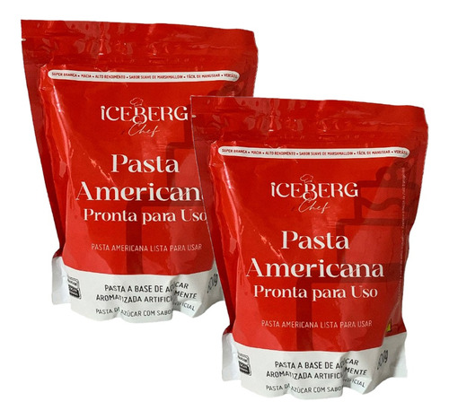 Pasta Americana Para Modelar Pronta Iceberg 800gr Kit 2 Und Branco