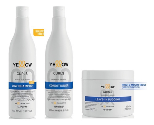 Kit Curls Yellow Shampoo + Conditioner + Leave-in Puddng