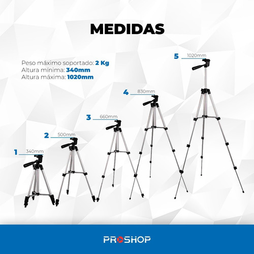 Imagen 8 de 10 de Tripode Aluminio Plegable Ideal Camaras Reflex, Telescopico
