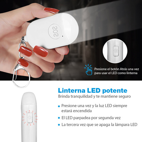 Alarma Personal / Recargable De 130db Con Linterna