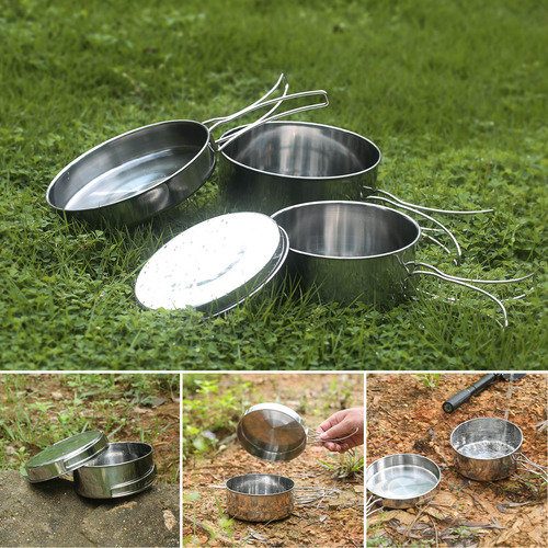 Juego De Utensilios De Cocina, Juego De Ollas Para Acampar Y