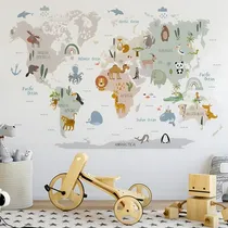 Comprar Vinilos Decorativos De Animales Para Pared - Mapa Del Mundo