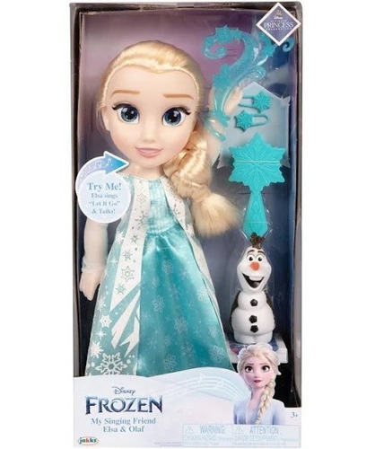 Muñeca Articulada Princesa Elsa Cantante Y Olaf Disney 32cm