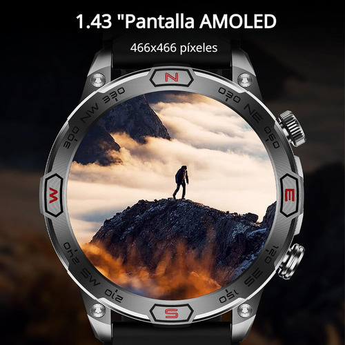 2025 Linterna Reloj Inteligente Para Hombre Bluetooth Llamada Asistente De Voz Brújula Smart Watch Amoled 1.43