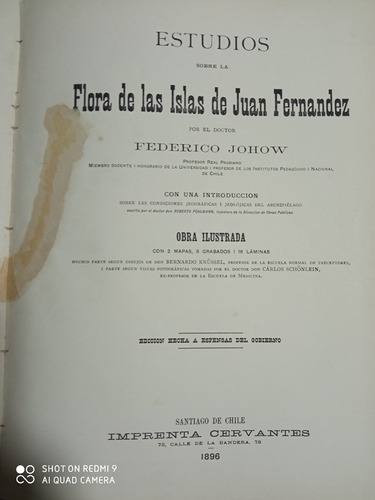Estudios Sobre La Flora De Las Islas De Juan Fernández.