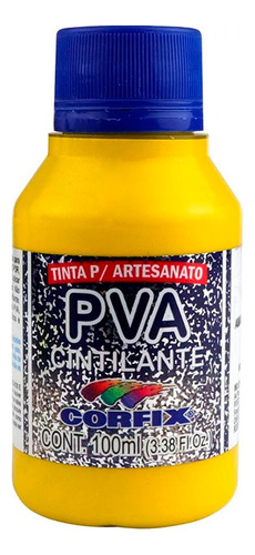 Tinta Artesanato Pva Cintilante 100ml - Amarelo Ouro 308