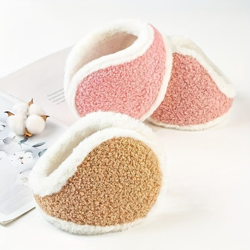 Orejeras Abrigo Protector Oreja Soft Frío Viento Nieve Mujer Beige Liso