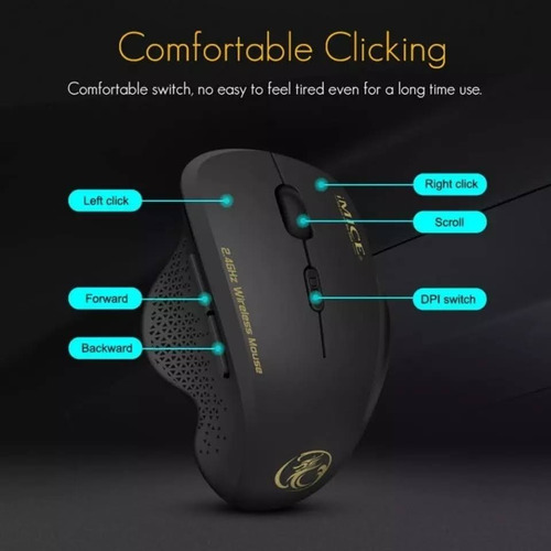 Mouse Inalmabrico 2,4 Ghz Portatil Usb 1600 Dpi 6 Botones