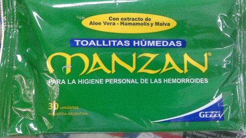 Manzan Toallitas Humedas Para Hemorroides X 60 Unidades