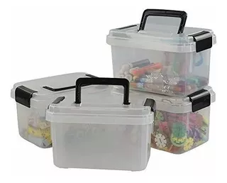 Teyyvn Plastic Mini Latch Box, Storage Bin With Locking Lids