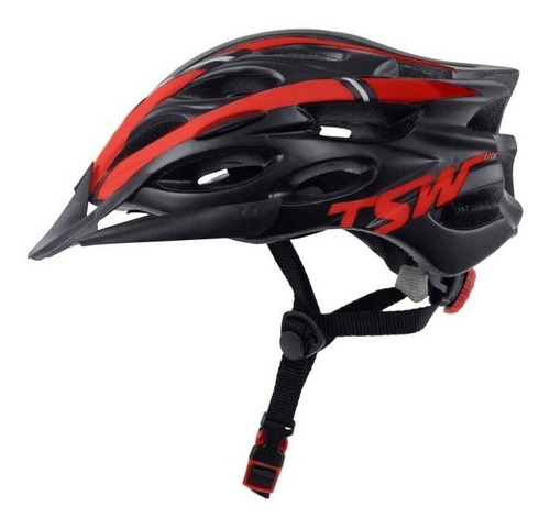 Capacete Tsw Tune Bike Ciclismo Preto Azul Vermelho Viseira