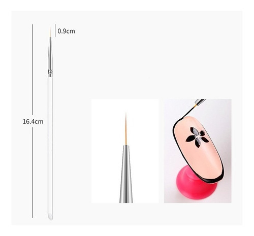 Imagem 3 de 8 de Kit3 Pincel Fina Profissionais Decoração De Unha Natural/gel
