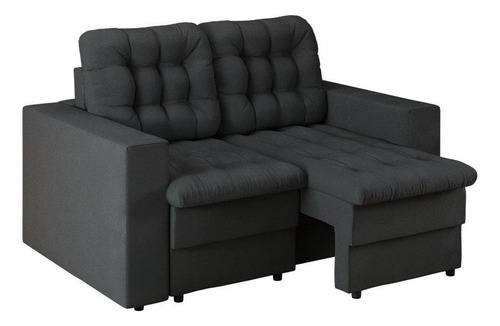 Sofá 2 Lugares Retrátil Lubeck Plush Suede Grafite 140 Cm
