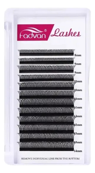 Extensões de cílios Fadvan 12mm Curvatura tipo D Cor Preta
