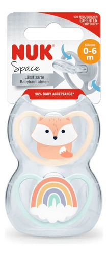 Chupete Nuk Space 0 A 6 Meses - Set De 2 Unidades