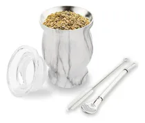 Comprar Set De Yerba Mate: Taza Acero Inoxidable Con Bombilla Y Limp