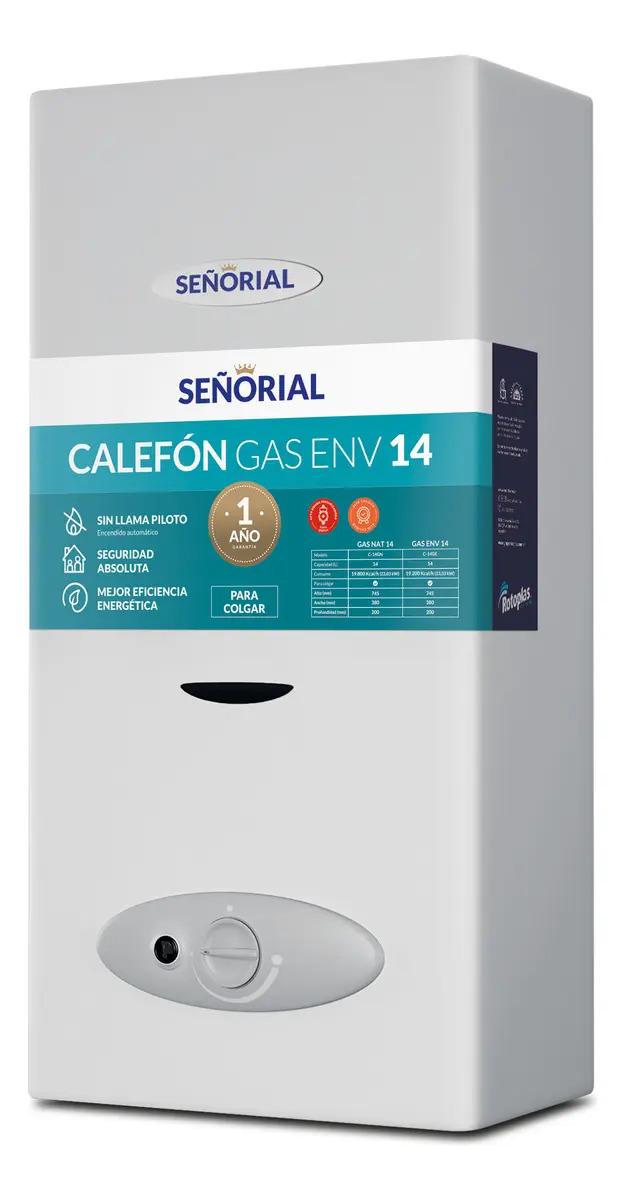 Calefón Sin Piloto Señorial 14 Lts Gas Envasado Color Blanco Tipo de gas GLP