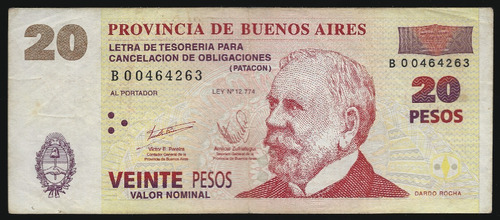 Buenos Aires, Argentina, 20 Patacones, 2002. C#221. Vf