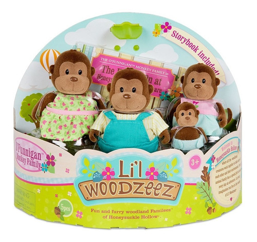 Imagen 1 de 5 de Lil Woodzeez Familia De Monos 4 Figuras Animales Personajes