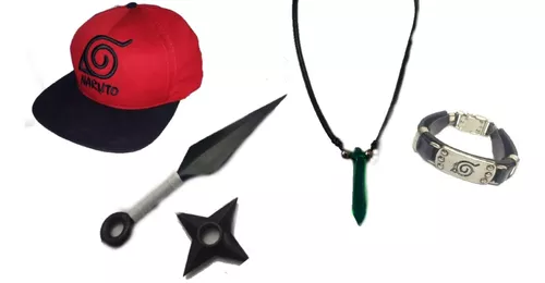 Kit Kunai & Bandana Naruto Boruto + Colar Akatsuki & Konoha Aldeia da Folha