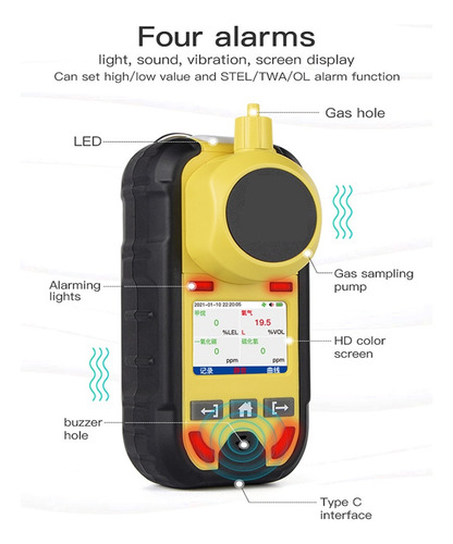 Detector Multigas 4en1 Medidor De Gas Detector Gas Múltiple