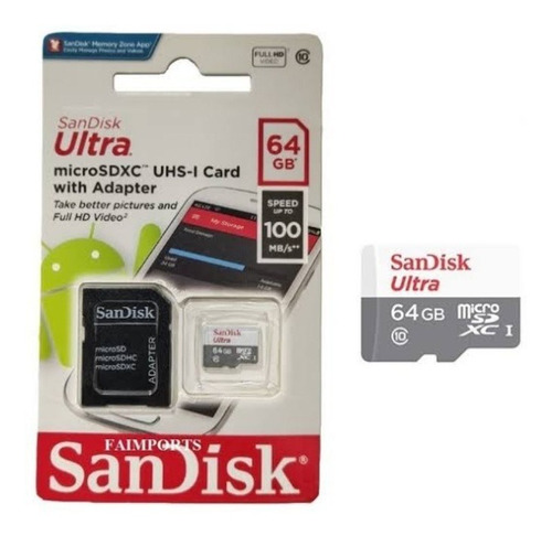 Cartão De Memoria 64gb Micro Sd Cl10 80mb/s Ultra Sandisk