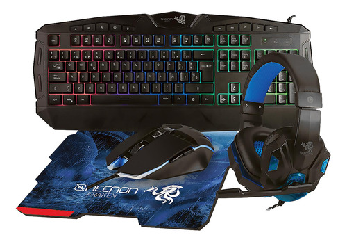 Kit Gamer 4 En 1 Necnon Teclado Mouse Audifonos Mousepad