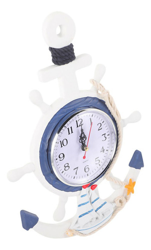 Reloj De Pared, Mxtia-001, 1 Pza, 23x33.5cm, Madera, Blanco/ Estructura Blanco Y Azul