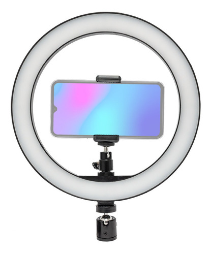 Aro De Luz Anillo Selfie Ajustable Calido Y Frío 10 Pulgadas Color de la estructura Negro Color de la luz BLANCA