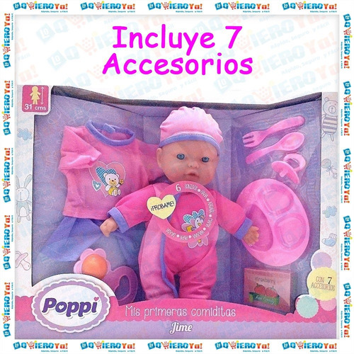 Imagen 6 de 7 de Muñeca Bebe Bebote Poppi Mis Primeras Comiditas Acc + Sonido