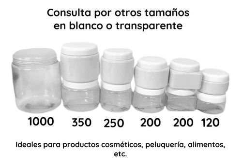 Imagen 8 de 10 de Potes Plasticos 250 Cc Redondo Cristal Pvc X 130 Un.