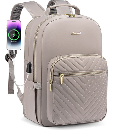 Mochila Color Taro Gris Portatil 15.6 In De Mujer Puerto Usb