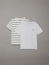 Comprar Playeras Gris Lisa Y A Rayas Calvin Klein Pack De 2 Niño