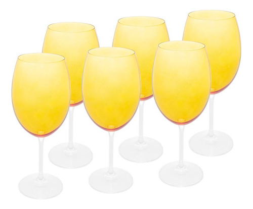 6 Taças Wolff Banquet De Vinho De Cristal Ecológico Amarela