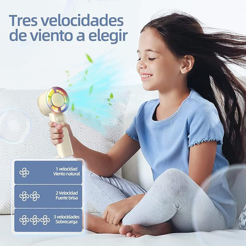 Mini Ventilador Mano Portatil 3 Velocidades Recargable Usb Color Beige