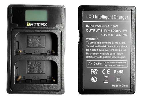 Carregador Duplo Batmax Usb P/ Baterias Np-f550 Iluminadores