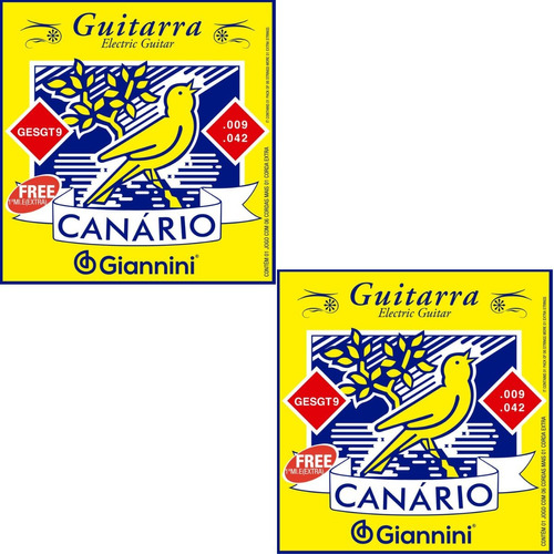 Kit 2 Encordoamento Guitarra Giannini Canário Gesgt9 0.009 