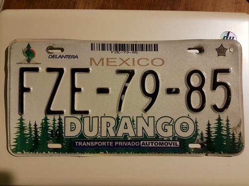 Placa Mexicana Del Estado De Durango 2007