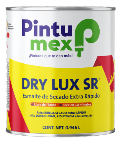 Pintumex, Dry Lux, Esmalte Base Aceite, Secado Rápido 1 Lt Verde Orgánico Brillante