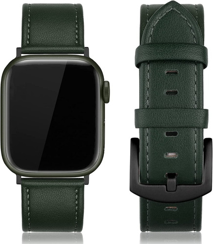 Correa Cuero Edimens Compatible Con Apple Watch 45mm Verde