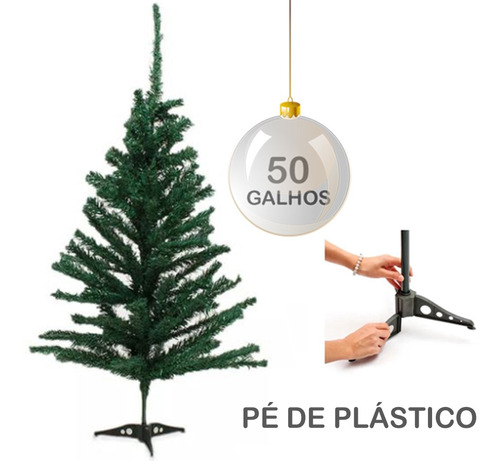Arvore Pinheiro Natal Media Cheia 60cm 50 Galhos Decoração Cor Verde