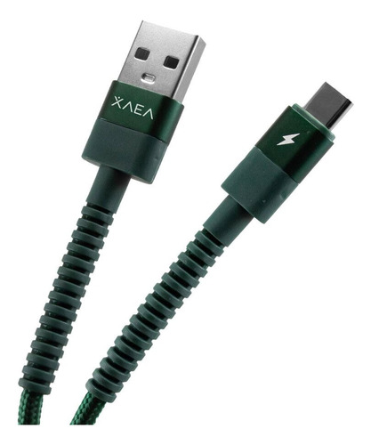 Cable Cargador Datos Mallado Reforzado Usb A Tipo-c 4.4a 1m Verde Oscuro