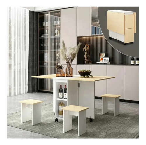 Comedor Plegable Para 4 Personas Incluye 4 Pisos 140x80x76