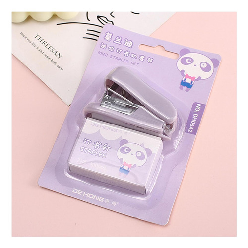 Purple Mini Stapler Juego Con 400 Grapas Estándar Linda El Y