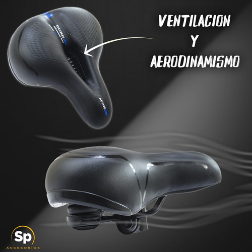 Imagen 10 de 10 de Asiento Urbano Comfort Reflejante Para Bicicleta Negro/azul
