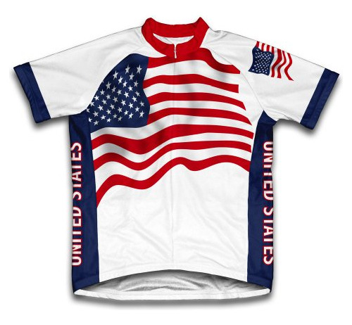 Camiseta De Ciclismo De Manga Corta De Bandera De Estados Un