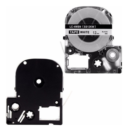 Cinta Laminada 12mm Tipo Lc 4wbn9 P/ Rotuladora Epson Lw300 Color Blanco