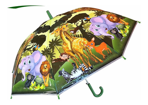 Guarda Chuva Infantil Automático Zoológico Bichos Menino