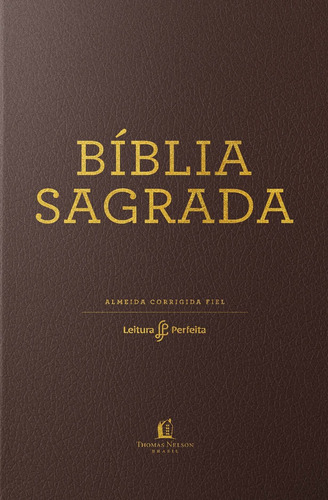 Livro Bíblia Acf, Couro Soft, Marrom, Leitura Perfeita